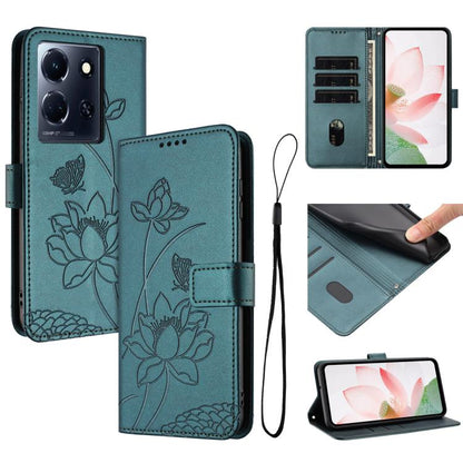 Lotus Embossed Leather Phone Case with Lanyard, For Infinix Note 30 4G / 5G, For Infinix Note 30 Pro 4G, For Infinix Note 30 VIP, For Infinix Hot 30i, For Infinix Hot 30 4G