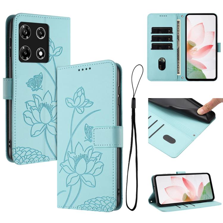 Lotus Embossed Leather Phone Case with Lanyard, For Infinix Note 30 4G / 5G, For Infinix Note 30 Pro 4G, For Infinix Note 30 VIP, For Infinix Hot 30i, For Infinix Hot 30 4G