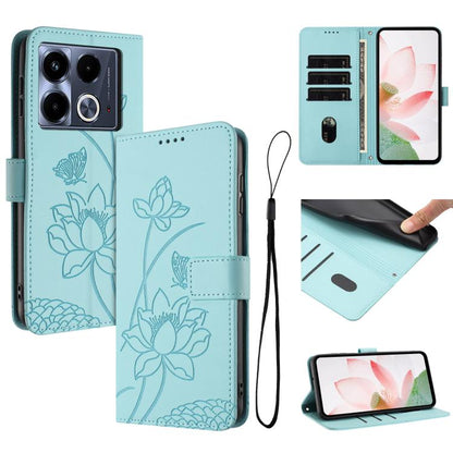 Lotus Embossed Leather Phone Case with Lanyard, For Infinix Hot 50i / Smart 9 4G, For Infinix Hot 50 Pro 4G, For Infinix Hot 50 Pro+ 4G, For Infinix Hot 50 4G, For Infinix Hot 50 5G, For Infinix Zero 40 4G / 5G, For Infinix Note 40X 5G                 ...