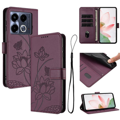 Lotus Embossed Leather Phone Case with Lanyard, For Infinix Hot 50i / Smart 9 4G, For Infinix Hot 50 Pro 4G, For Infinix Hot 50 Pro+ 4G, For Infinix Hot 50 4G, For Infinix Hot 50 5G, For Infinix Zero 40 4G / 5G, For Infinix Note 40X 5G                 ...