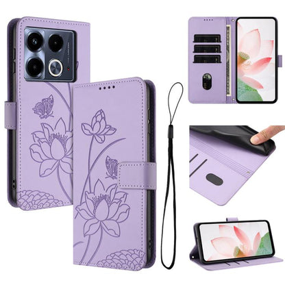 Lotus Embossed Leather Phone Case with Lanyard, For Infinix Hot 50i / Smart 9 4G, For Infinix Hot 50 Pro 4G, For Infinix Hot 50 Pro+ 4G, For Infinix Hot 50 4G, For Infinix Hot 50 5G, For Infinix Zero 40 4G / 5G, For Infinix Note 40X 5G                 ...