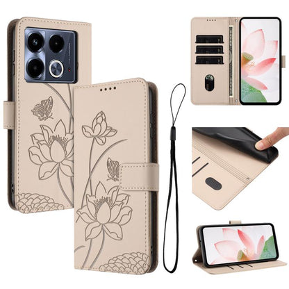 Lotus Embossed Leather Phone Case with Lanyard, For Infinix Hot 50i / Smart 9 4G, For Infinix Hot 50 Pro 4G, For Infinix Hot 50 Pro+ 4G, For Infinix Hot 50 4G, For Infinix Hot 50 5G, For Infinix Zero 40 4G / 5G, For Infinix Note 40X 5G                 ...