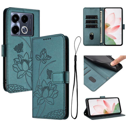 Lotus Embossed Leather Phone Case with Lanyard, For Infinix Hot 50i / Smart 9 4G, For Infinix Hot 50 Pro 4G, For Infinix Hot 50 Pro+ 4G, For Infinix Hot 50 4G, For Infinix Hot 50 5G, For Infinix Zero 40 4G / 5G, For Infinix Note 40X 5G                 ...