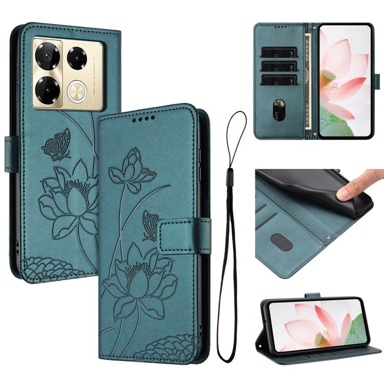 Lotus Embossed Leather Phone Case with Lanyard, For Infinix Hot 50i / Smart 9 4G, For Infinix Hot 50 Pro 4G, For Infinix Hot 50 Pro+ 4G, For Infinix Hot 50 4G, For Infinix Hot 50 5G, For Infinix Zero 40 4G / 5G, For Infinix Note 40X 5G                 ...