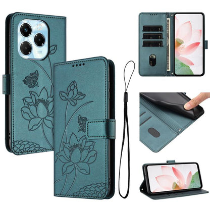 Lotus Embossed Leather Phone Case with Lanyard, For Infinix Hot 50i / Smart 9 4G, For Infinix Hot 50 Pro 4G, For Infinix Hot 50 Pro+ 4G, For Infinix Hot 50 4G, For Infinix Hot 50 5G, For Infinix Zero 40 4G / 5G, For Infinix Note 40X 5G                 ...