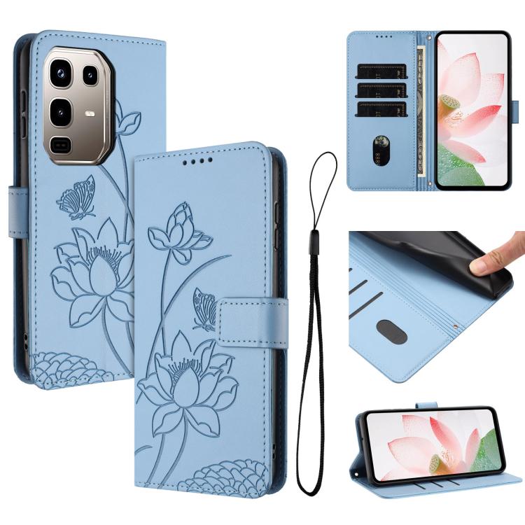 Lotus Embossed Leather Phone Case with Lanyard, For Infinix GT 50 Pro 5G, For Infinix Hot 70 5G, For Infinix Note Edge 5G, For Infinix Smart 20 4G, For Infinix Note 60 / 60 Pro 5G, For Infinix Hot 60 4G / 60i 4G, For Infinix Hot 60 Pro+ 4G             ...