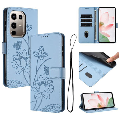 Lotus Embossed Leather Phone Case with Lanyard, For Infinix GT 50 Pro 5G, For Infinix Hot 70 5G, For Infinix Note Edge 5G, For Infinix Smart 20 4G, For Infinix Note 60 / 60 Pro 5G, For Infinix Hot 60 4G / 60i 4G, For Infinix Hot 60 Pro+ 4G             ...