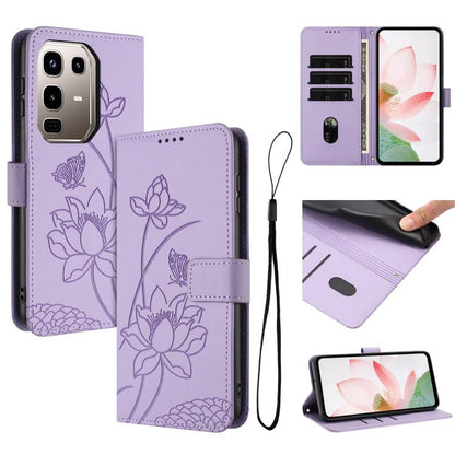 Lotus Embossed Leather Phone Case with Lanyard, For Infinix GT 50 Pro 5G, For Infinix Hot 70 5G, For Infinix Note Edge 5G, For Infinix Smart 20 4G, For Infinix Note 60 / 60 Pro 5G, For Infinix Hot 60 4G / 60i 4G, For Infinix Hot 60 Pro+ 4G             ...