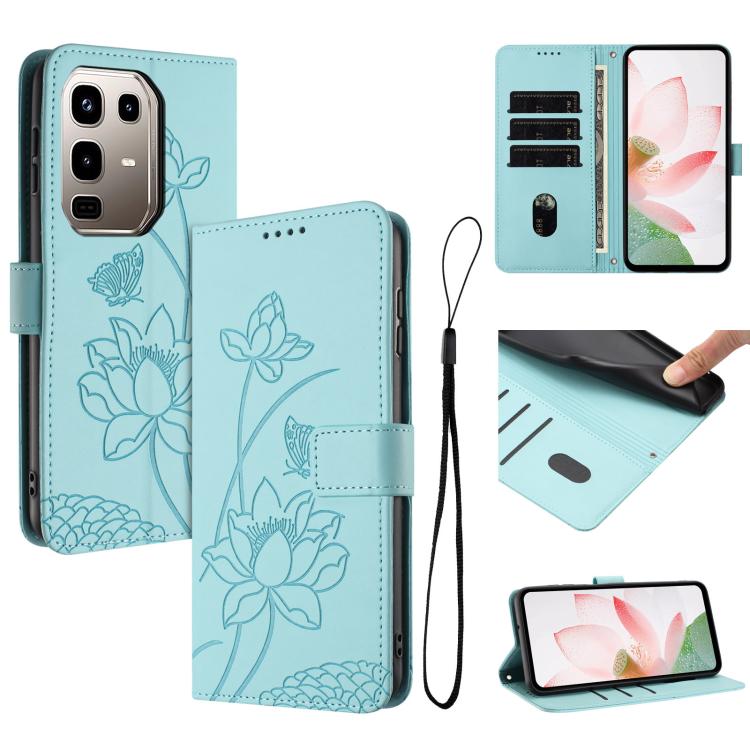 Lotus Embossed Leather Phone Case with Lanyard, For Infinix GT 50 Pro 5G, For Infinix Hot 70 5G, For Infinix Note Edge 5G, For Infinix Smart 20 4G, For Infinix Note 60 / 60 Pro 5G, For Infinix Hot 60 4G / 60i 4G, For Infinix Hot 60 Pro+ 4G             ...
