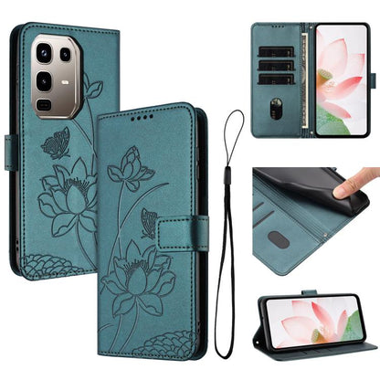 Lotus Embossed Leather Phone Case with Lanyard, For Infinix GT 50 Pro 5G, For Infinix Hot 70 5G, For Infinix Note Edge 5G, For Infinix Smart 20 4G, For Infinix Note 60 / 60 Pro 5G, For Infinix Hot 60 4G / 60i 4G, For Infinix Hot 60 Pro+ 4G             ...