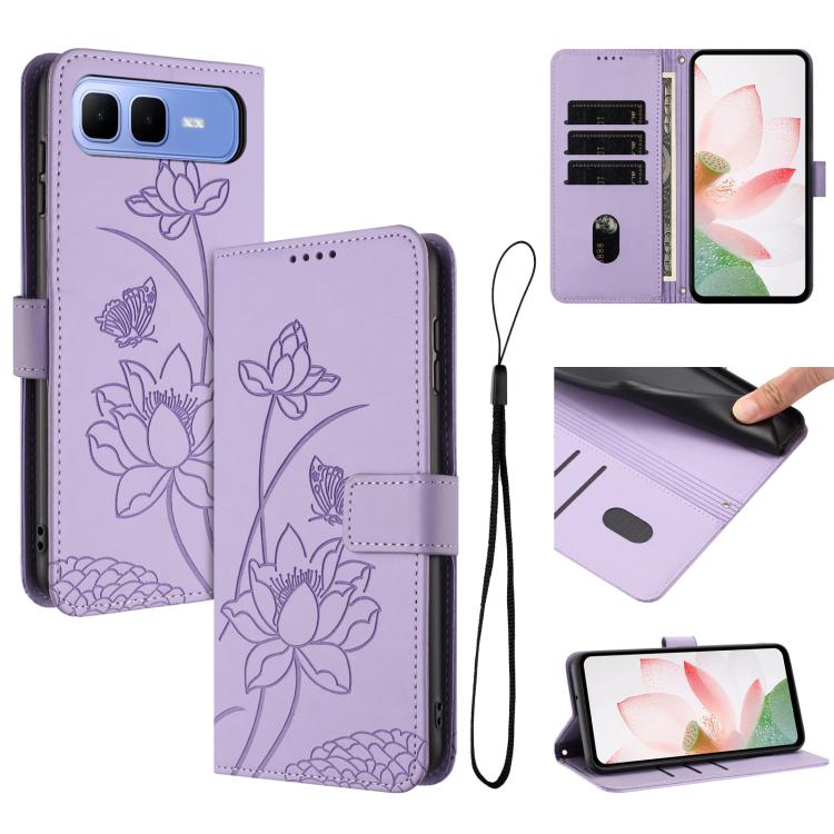 Lotus Embossed Leather Phone Case with Lanyard, For Infinix GT 50 Pro 5G, For Infinix Hot 70 5G, For Infinix Note Edge 5G, For Infinix Smart 20 4G, For Infinix Note 60 / 60 Pro 5G, For Infinix Hot 60 4G / 60i 4G, For Infinix Hot 60 Pro+ 4G             ...