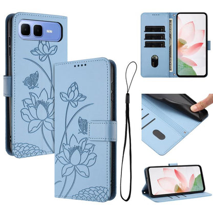 Lotus Embossed Leather Phone Case with Lanyard, For Infinix GT 50 Pro 5G, For Infinix Hot 70 5G, For Infinix Note Edge 5G, For Infinix Smart 20 4G, For Infinix Note 60 / 60 Pro 5G, For Infinix Hot 60 4G / 60i 4G, For Infinix Hot 60 Pro+ 4G             ...