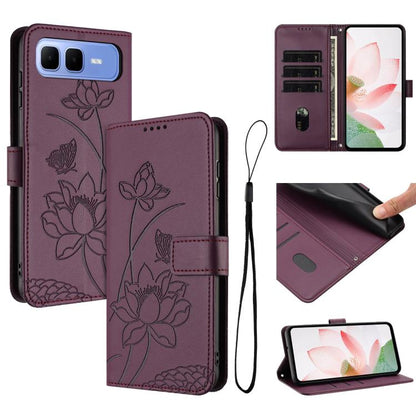 Lotus Embossed Leather Phone Case with Lanyard, For Infinix GT 50 Pro 5G, For Infinix Hot 70 5G, For Infinix Note Edge 5G, For Infinix Smart 20 4G, For Infinix Note 60 / 60 Pro 5G, For Infinix Hot 60 4G / 60i 4G, For Infinix Hot 60 Pro+ 4G             ...