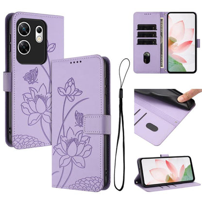 Lotus Embossed Leather Phone Case with Lanyard, For Infinix Hot 50i / Smart 9 4G, For Infinix Hot 50 Pro 4G, For Infinix Hot 50 Pro+ 4G, For Infinix Hot 50 4G, For Infinix Hot 50 5G, For Infinix Zero 40 4G / 5G, For Infinix Note 40X 5G                 ...