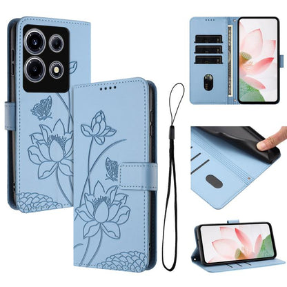 Lotus Embossed Leather Phone Case with Lanyard, For Infinix Note 30 4G / 5G, For Infinix Note 30 Pro 4G, For Infinix Note 30 VIP, For Infinix Hot 30i, For Infinix Hot 30 4G
