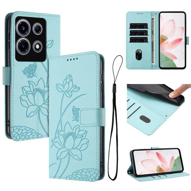 Lotus Embossed Leather Phone Case with Lanyard, For Infinix Note 30 4G / 5G, For Infinix Note 30 Pro 4G, For Infinix Note 30 VIP, For Infinix Hot 30i, For Infinix Hot 30 4G