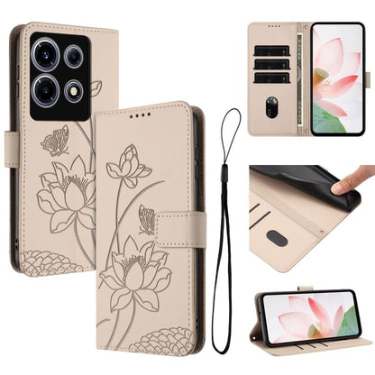 Lotus Embossed Leather Phone Case with Lanyard, For Infinix Note 30 4G / 5G, For Infinix Note 30 Pro 4G, For Infinix Note 30 VIP, For Infinix Hot 30i, For Infinix Hot 30 4G
