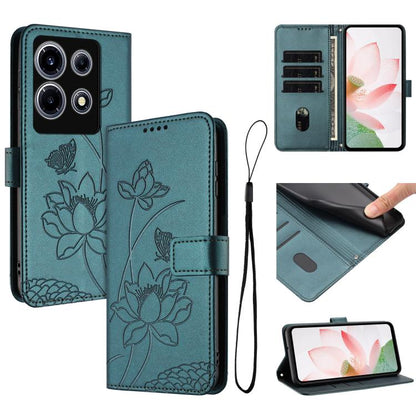 Lotus Embossed Leather Phone Case with Lanyard, For Infinix Note 30 4G / 5G, For Infinix Note 30 Pro 4G, For Infinix Note 30 VIP, For Infinix Hot 30i, For Infinix Hot 30 4G