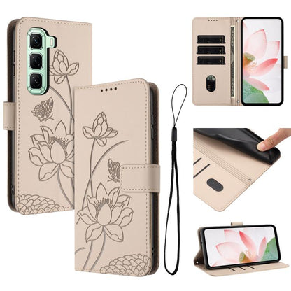 Lotus Embossed Leather Phone Case with Lanyard, For Infinix GT 50 Pro 5G, For Infinix Hot 70 5G, For Infinix Note Edge 5G, For Infinix Smart 20 4G, For Infinix Note 60 / 60 Pro 5G, For Infinix Hot 60 4G / 60i 4G, For Infinix Hot 60 Pro+ 4G             ...