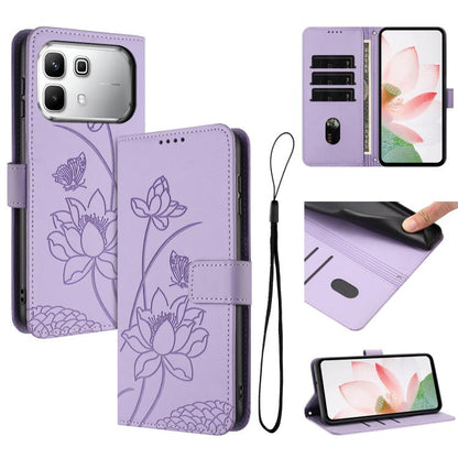 Lotus Embossed Leather Phone Case with Lanyard, For Infinix GT 50 Pro 5G, For Infinix Hot 70 5G, For Infinix Note Edge 5G, For Infinix Smart 20 4G, For Infinix Note 60 / 60 Pro 5G, For Infinix Hot 60 4G / 60i 4G, For Infinix Hot 60 Pro+ 4G             ...