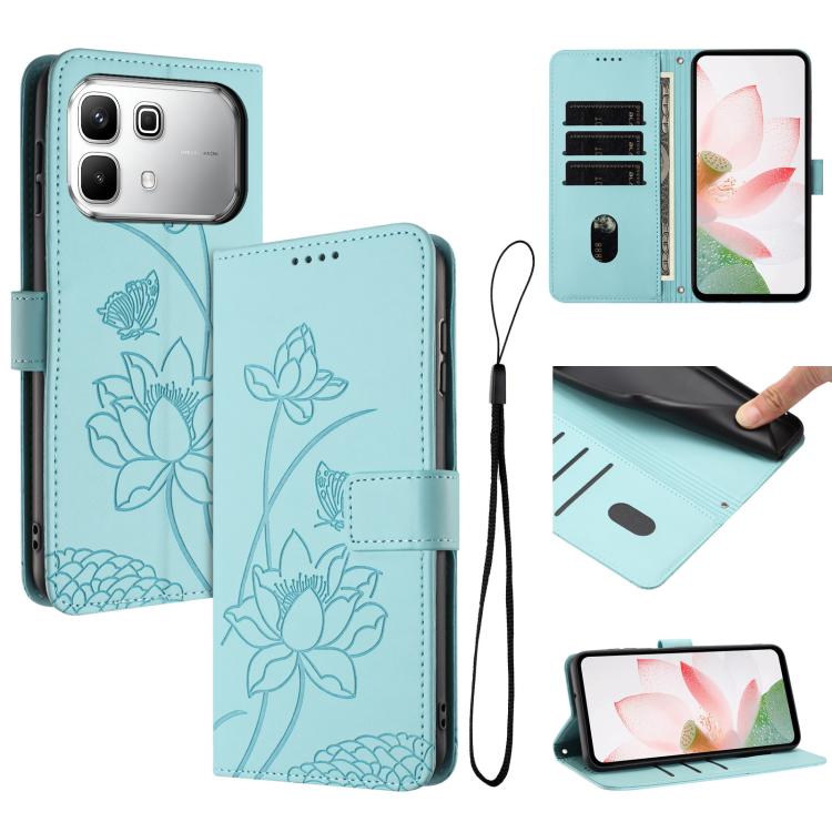 Lotus Embossed Leather Phone Case with Lanyard, For Infinix GT 50 Pro 5G, For Infinix Hot 70 5G, For Infinix Note Edge 5G, For Infinix Smart 20 4G, For Infinix Note 60 / 60 Pro 5G, For Infinix Hot 60 4G / 60i 4G, For Infinix Hot 60 Pro+ 4G             ...