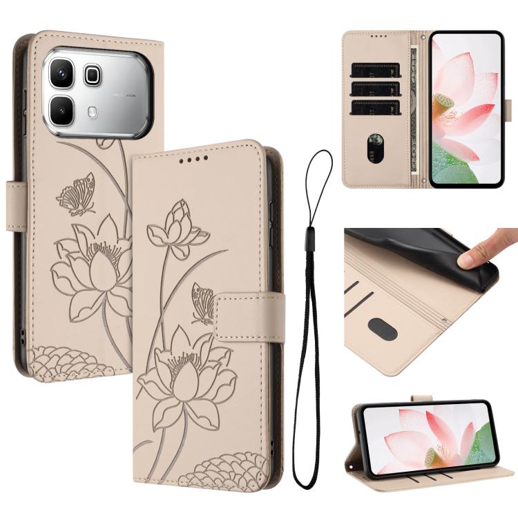 Lotus Embossed Leather Phone Case with Lanyard, For Infinix GT 50 Pro 5G, For Infinix Hot 70 5G, For Infinix Note Edge 5G, For Infinix Smart 20 4G, For Infinix Note 60 / 60 Pro 5G, For Infinix Hot 60 4G / 60i 4G, For Infinix Hot 60 Pro+ 4G             ...