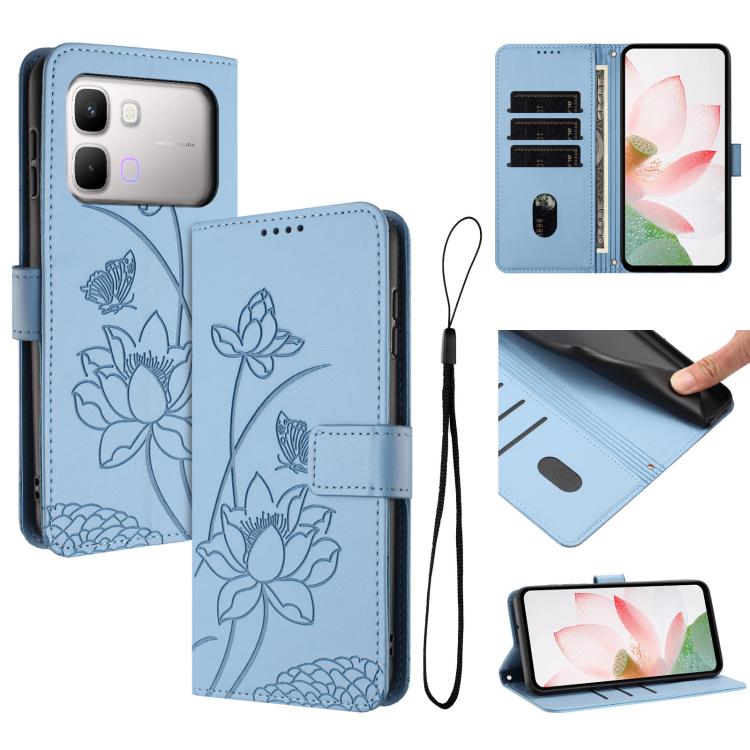 Lotus Embossed Leather Phone Case with Lanyard, For Infinix GT 50 Pro 5G, For Infinix Hot 70 5G, For Infinix Note Edge 5G, For Infinix Smart 20 4G, For Infinix Note 60 / 60 Pro 5G, For Infinix Hot 60 4G / 60i 4G, For Infinix Hot 60 Pro+ 4G             ...