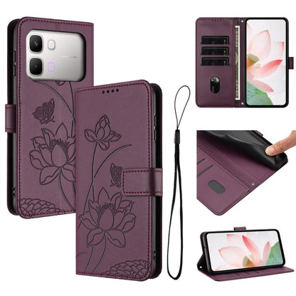 Lotus Embossed Leather Phone Case with Lanyard, For Infinix GT 50 Pro 5G, For Infinix Hot 70 5G, For Infinix Note Edge 5G, For Infinix Smart 20 4G, For Infinix Note 60 / 60 Pro 5G, For Infinix Hot 60 4G / 60i 4G, For Infinix Hot 60 Pro+ 4G             ...