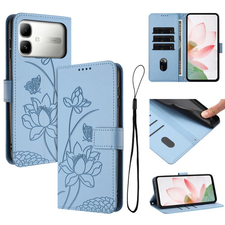 Lotus Embossed Leather Phone Case with Lanyard, For Infinix GT 50 Pro 5G, For Infinix Hot 70 5G, For Infinix Note Edge 5G, For Infinix Smart 20 4G, For Infinix Note 60 / 60 Pro 5G, For Infinix Hot 60 4G / 60i 4G, For Infinix Hot 60 Pro+ 4G             ...