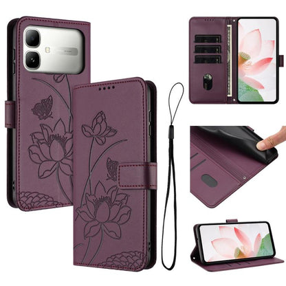 Lotus Embossed Leather Phone Case with Lanyard, For Infinix GT 50 Pro 5G, For Infinix Hot 70 5G, For Infinix Note Edge 5G, For Infinix Smart 20 4G, For Infinix Note 60 / 60 Pro 5G, For Infinix Hot 60 4G / 60i 4G, For Infinix Hot 60 Pro+ 4G             ...
