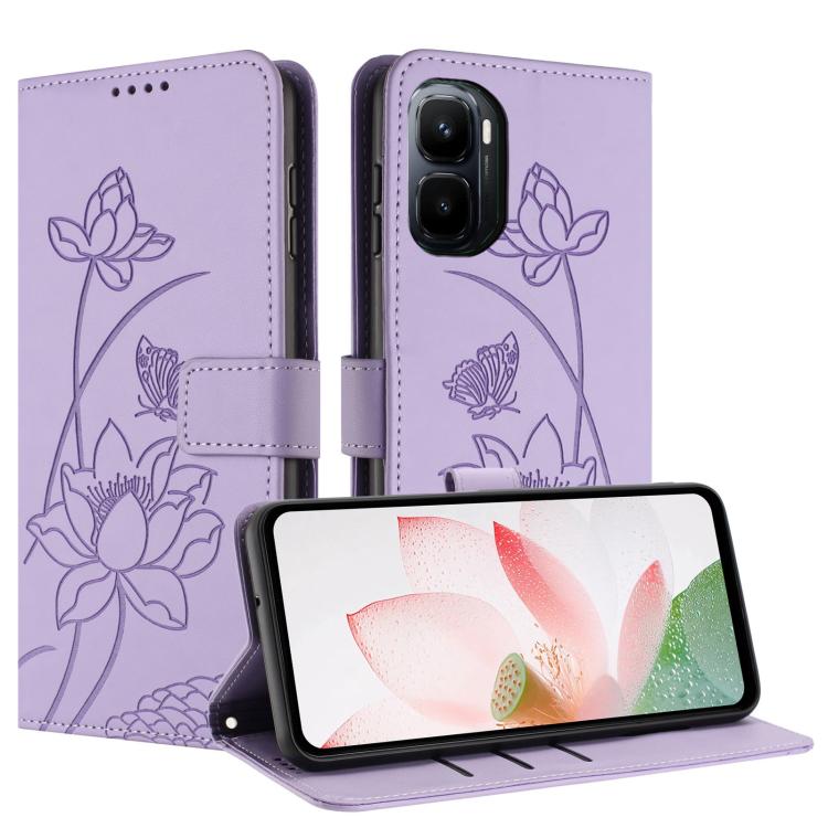 Lotus Embossed Leather Phone Case with Lanyard, For Infinix GT 50 Pro 5G, For Infinix Hot 70 5G, For Infinix Note Edge 5G, For Infinix Smart 20 4G, For Infinix Note 60 / 60 Pro 5G, For Infinix Hot 60 4G / 60i 4G, For Infinix Hot 60 Pro+ 4G             ...