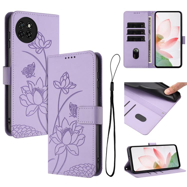 Lotus Embossed Leather Phone Case with Lanyard, For itel S23+, For itel S23