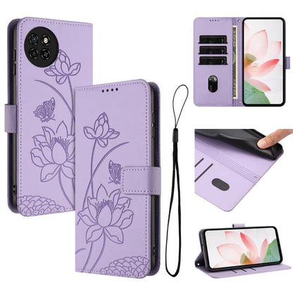 Lotus Embossed Leather Phone Case with Lanyard, For itel S23+, For itel S23