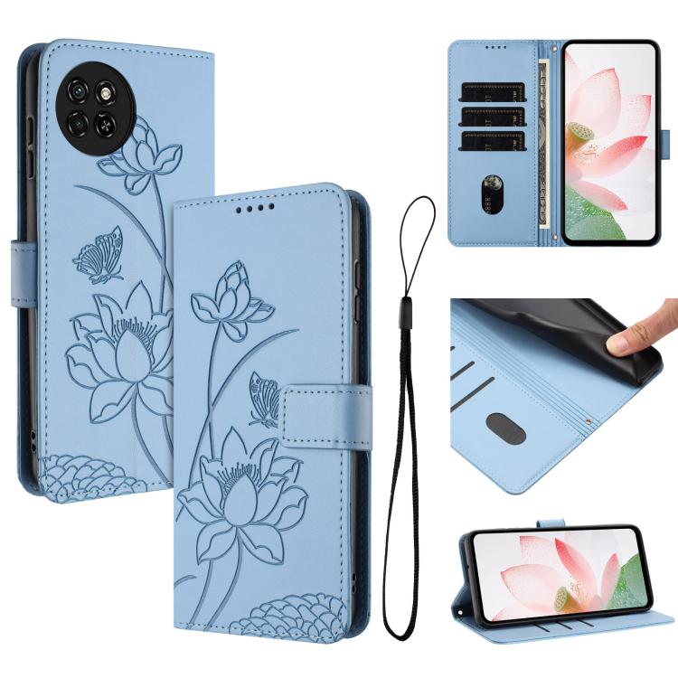 Lotus Embossed Leather Phone Case with Lanyard, For itel S23+, For itel S23