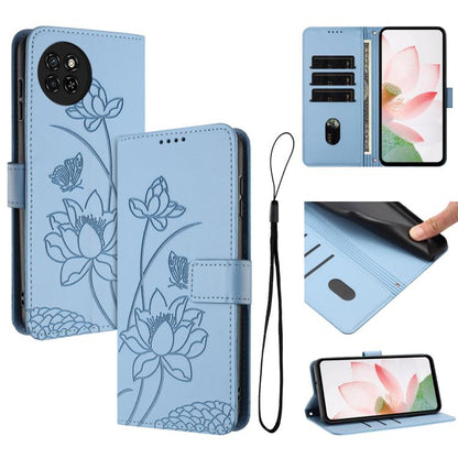 Lotus Embossed Leather Phone Case with Lanyard, For itel S23+, For itel S23