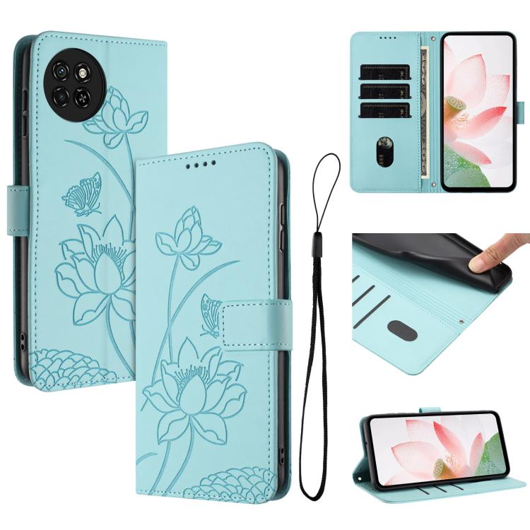 Lotus Embossed Leather Phone Case with Lanyard, For itel S23+, For itel S23