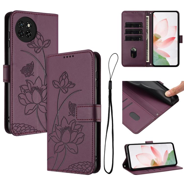 Lotus Embossed Leather Phone Case with Lanyard, For itel S23+, For itel S23