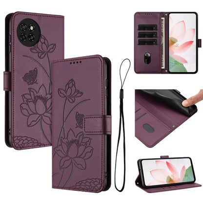 Lotus Embossed Leather Phone Case with Lanyard, For itel S23+, For itel S23