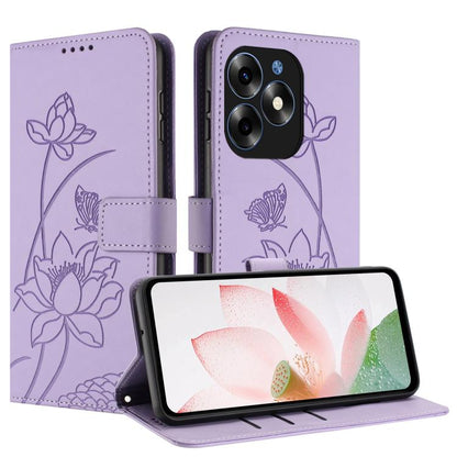 Lotus Embossed Leather Phone Case with Lanyard, For itel S23+, For itel S23