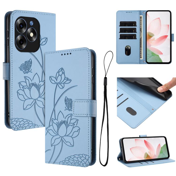 Lotus Embossed Leather Phone Case with Lanyard, For itel S23+, For itel S23