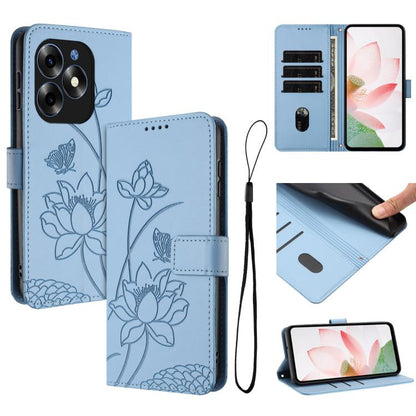 Lotus Embossed Leather Phone Case with Lanyard, For itel S23+, For itel S23