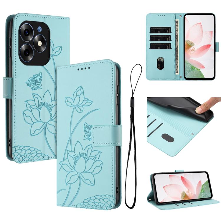Lotus Embossed Leather Phone Case with Lanyard, For itel S23+, For itel S23