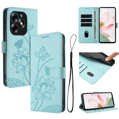 Lotus Embossed Leather Phone Case with Lanyard, For itel S23+, For itel S23