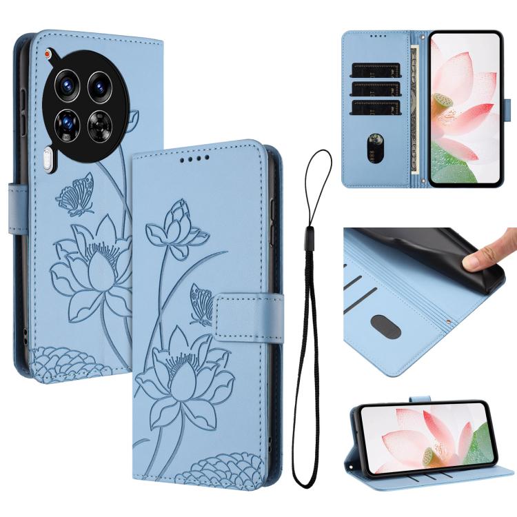 Lotus Embossed Leather Phone Case with Lanyard, For Tecno Camon 40 Pro 4G, For Tecno Camon 40 Premier, For Tecno Camon 40 4G, For Tecno Camon 40 Pro 5G, For Tecno Spark 30C 5G / Pop 9 5G, For Tecno Spark Go 1 / Go 2025 / Go 1S                          ...