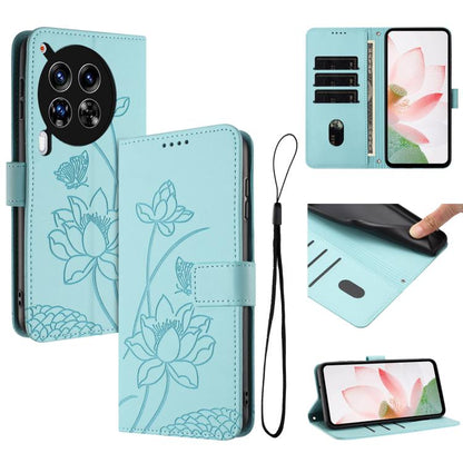 Lotus Embossed Leather Phone Case with Lanyard, For Tecno Camon 40 Pro 4G, For Tecno Camon 40 Premier, For Tecno Camon 40 4G, For Tecno Camon 40 Pro 5G, For Tecno Spark 30C 5G / Pop 9 5G, For Tecno Spark Go 1 / Go 2025 / Go 1S                          ...