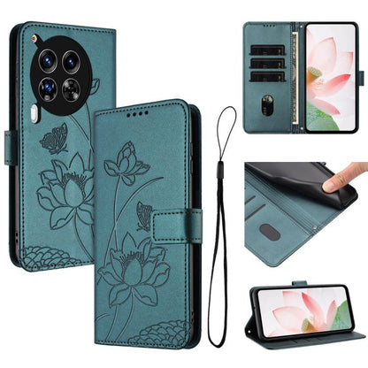 Lotus Embossed Leather Phone Case with Lanyard, For Tecno Camon 40 Pro 4G, For Tecno Camon 40 Premier, For Tecno Camon 40 4G, For Tecno Camon 40 Pro 5G, For Tecno Spark 30C 5G / Pop 9 5G, For Tecno Spark Go 1 / Go 2025 / Go 1S                          ...