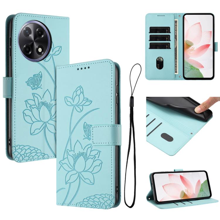 Lotus Embossed Leather Phone Case with Lanyard, For Tecno Camon 40 Pro 4G, For Tecno Camon 40 Premier, For Tecno Camon 40 4G, For Tecno Camon 40 Pro 5G, For Tecno Spark 30C 5G / Pop 9 5G, For Tecno Spark Go 1 / Go 2025 / Go 1S                          ...