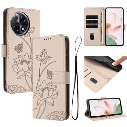 Lotus Embossed Leather Phone Case with Lanyard, For Tecno Camon 40 Pro 4G, For Tecno Camon 40 Premier, For Tecno Camon 40 4G, For Tecno Camon 40 Pro 5G, For Tecno Spark 30C 5G / Pop 9 5G, For Tecno Spark Go 1 / Go 2025 / Go 1S                          ...