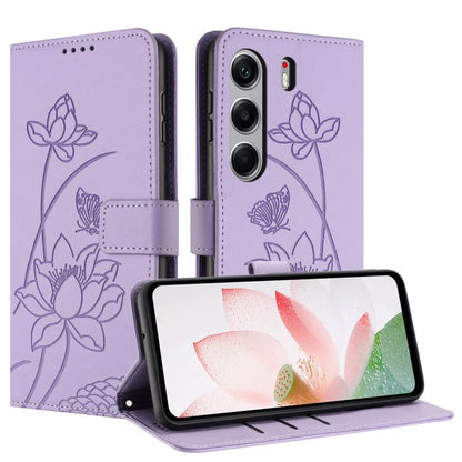 Lotus Embossed Leather Phone Case with Lanyard, For Tecno Camon 40 Pro 4G, For Tecno Camon 40 Premier, For Tecno Camon 40 4G, For Tecno Camon 40 Pro 5G, For Tecno Spark 30C 5G / Pop 9 5G, For Tecno Spark Go 1 / Go 2025 / Go 1S                          ...