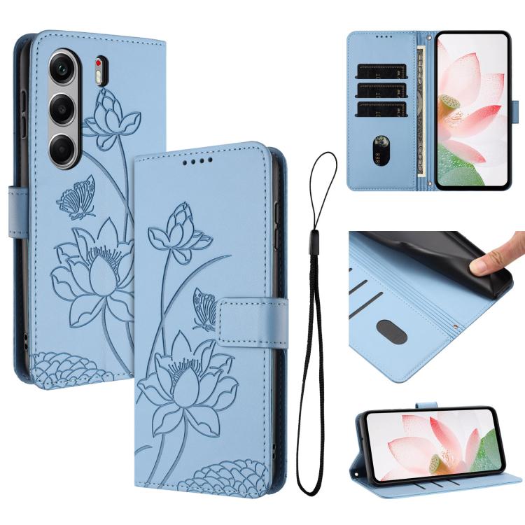 Lotus Embossed Leather Phone Case with Lanyard, For Tecno Camon 40 Pro 4G, For Tecno Camon 40 Premier, For Tecno Camon 40 4G, For Tecno Camon 40 Pro 5G, For Tecno Spark 30C 5G / Pop 9 5G, For Tecno Spark Go 1 / Go 2025 / Go 1S                          ...